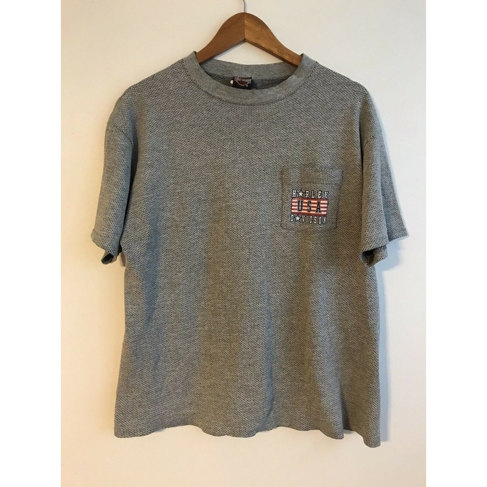 Vintage Harley Davidson Gray Mesh T Shirt Men's Medium XL Fullerton California